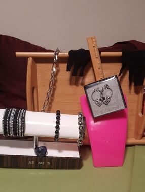 Goth Punk Bundle Cuffs Skull Hoops Bracelets Silver Chain Jeans Clasp Fishnet